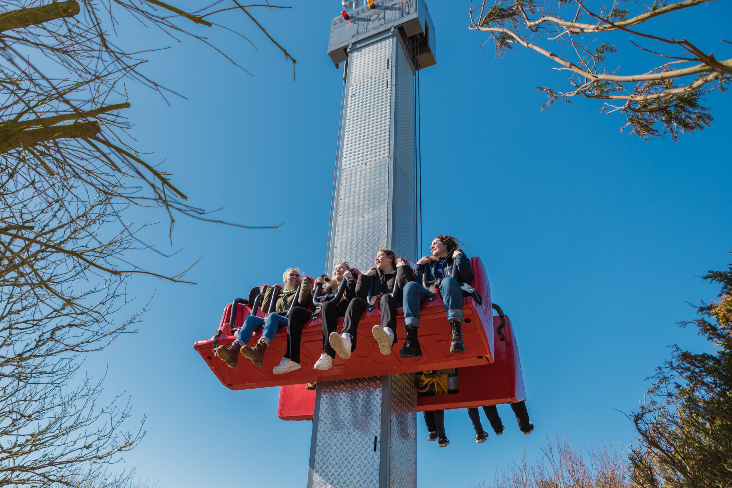 Ride the Evolution drop tower at
Blackgang Chine theme park