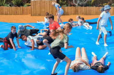 Children playing on The Blackgang Beach