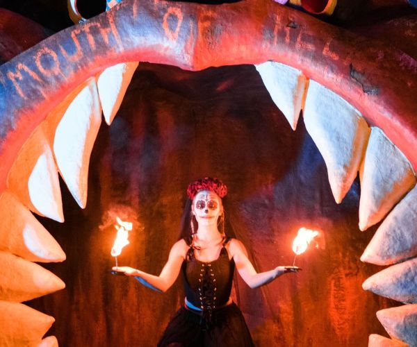 Fire juggler at the Mouth of Hell